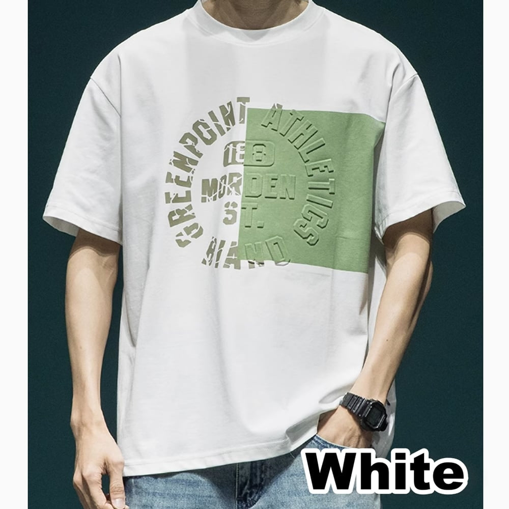 Contrast color embossed T-shirt HL2455