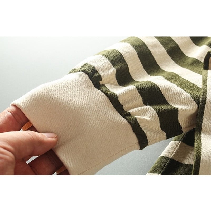 Henley neck wide border long sleeve T-shirt HL2146