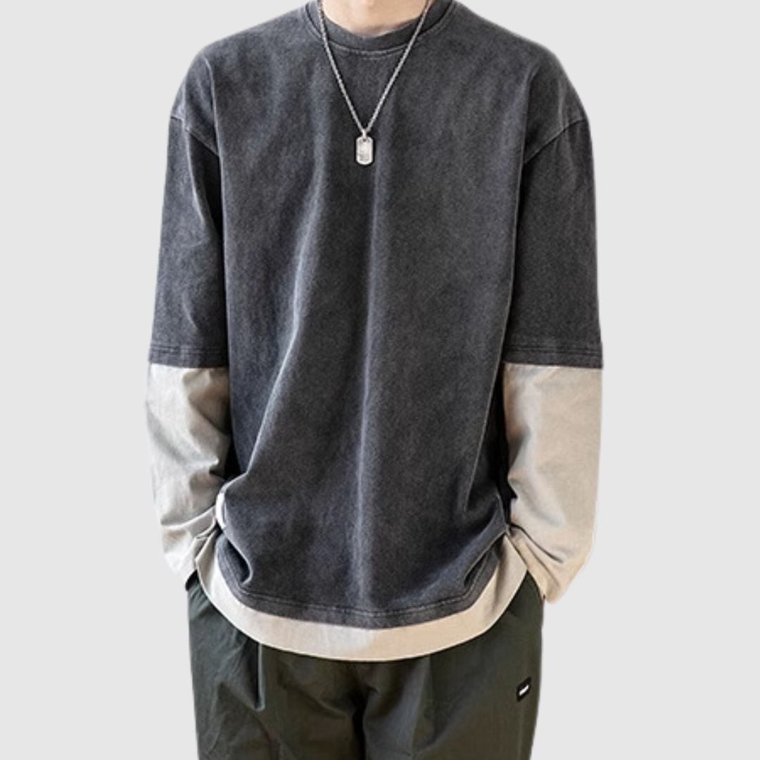 Faux layered long sleeve T-shirt HL2154