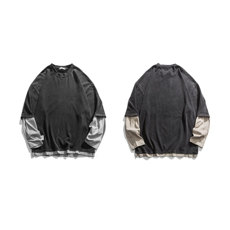 Faux layered long sleeve T-shirt HL2154