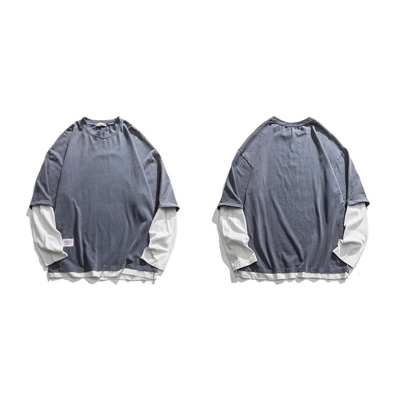 Faux layered long sleeve T-shirt HL2154