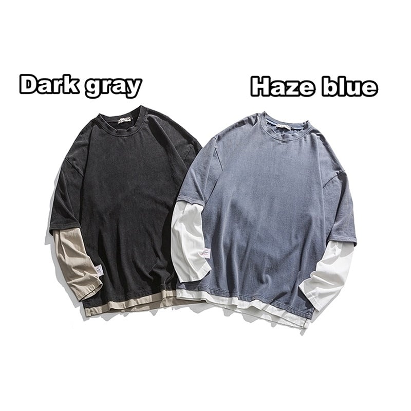 Faux layered long sleeve T-shirt HL2154