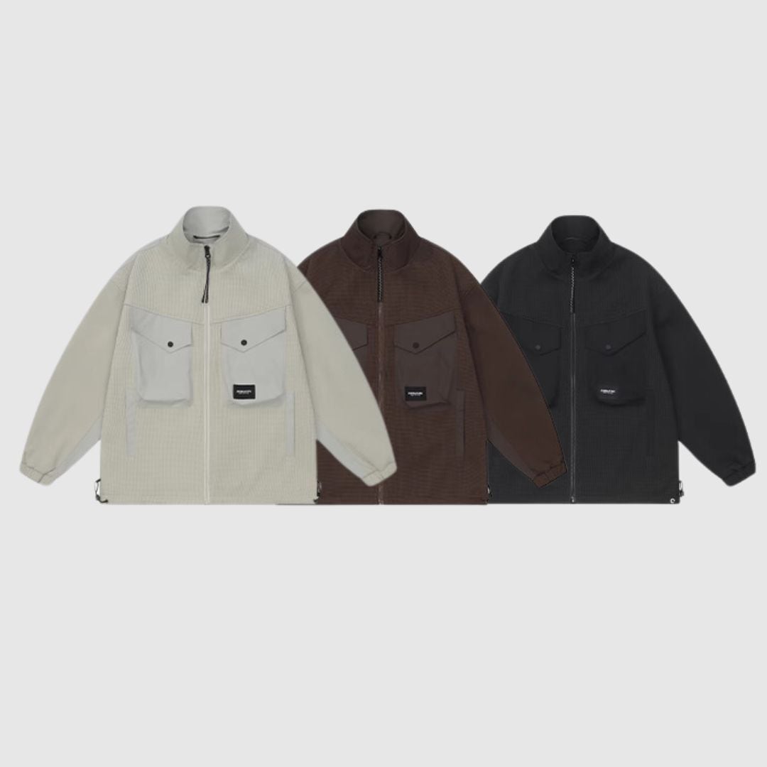 Stand collar waffle jacket HL2163