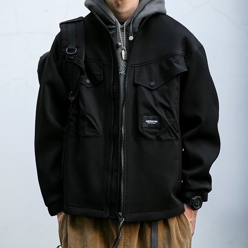 Stand collar waffle jacket HL2163