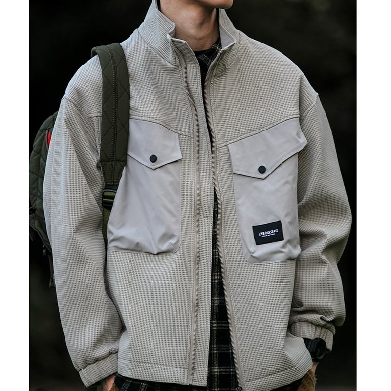 Stand collar waffle jacket HL2163