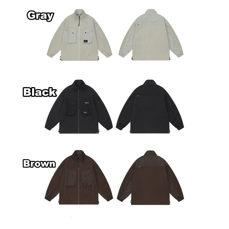 Stand collar waffle jacket HL2163