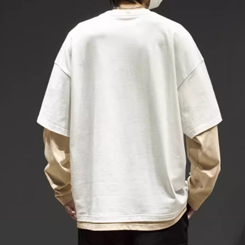 Faux layered long sleeve tops HL2174