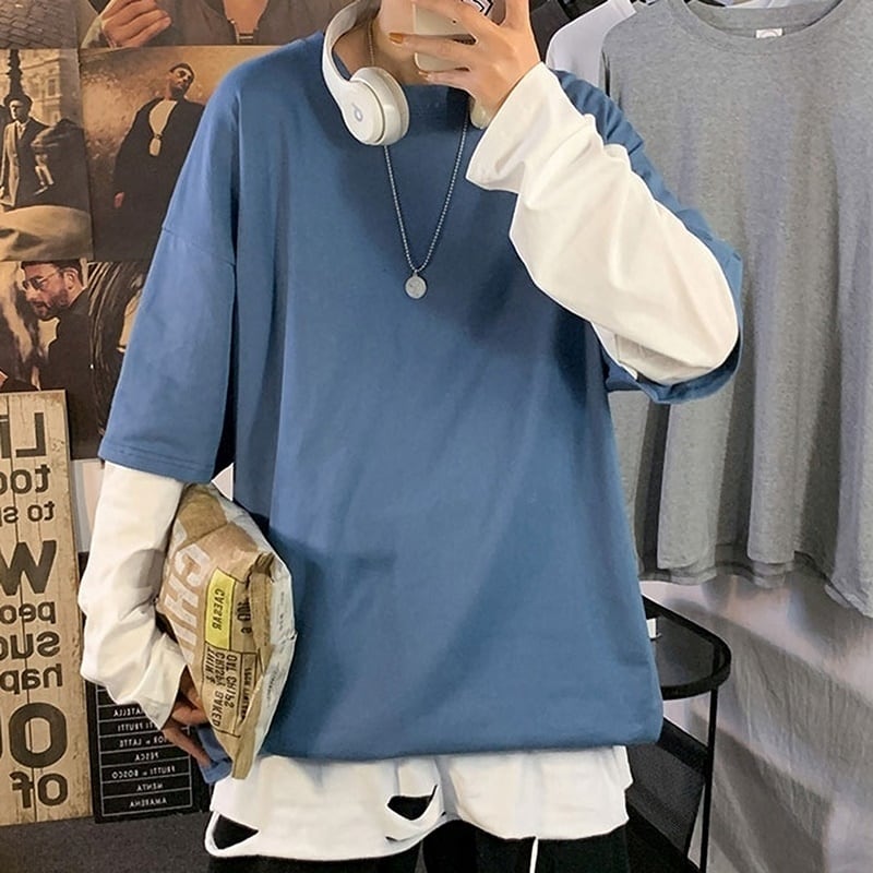 Faux layered draglan tops HL2177