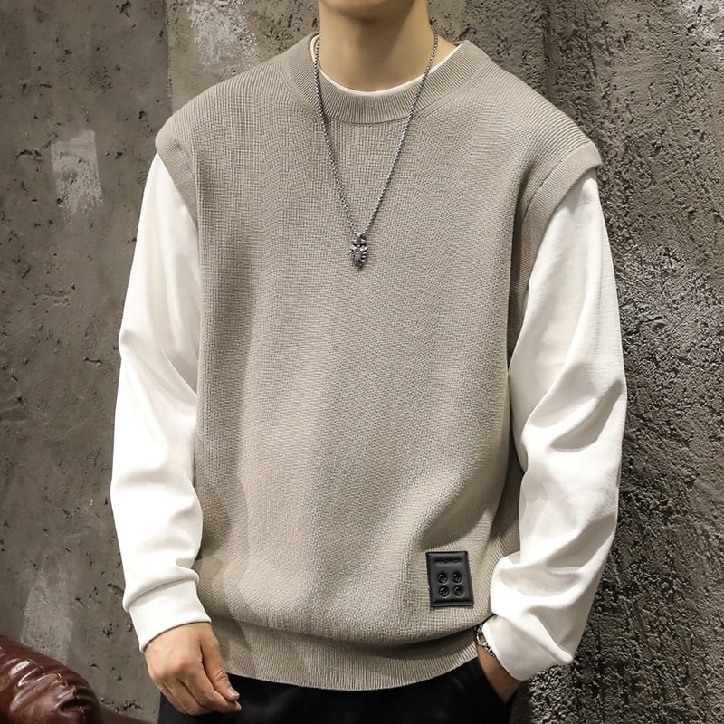 Layered style knit vest HL2182