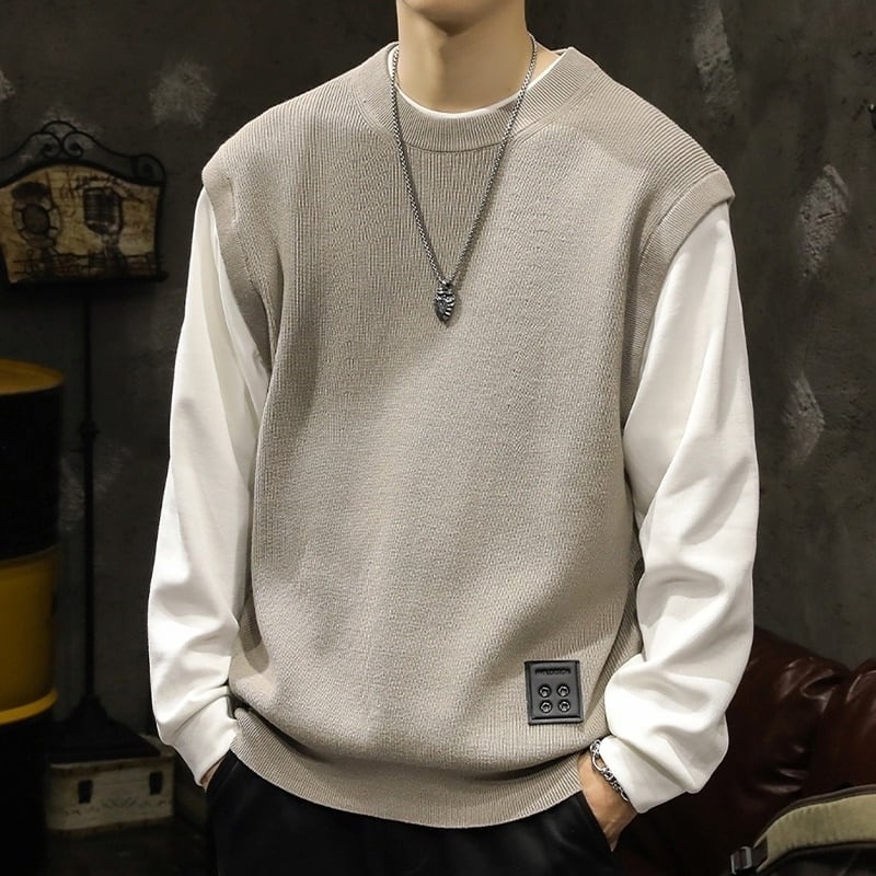 Layered style knit vest HL2182