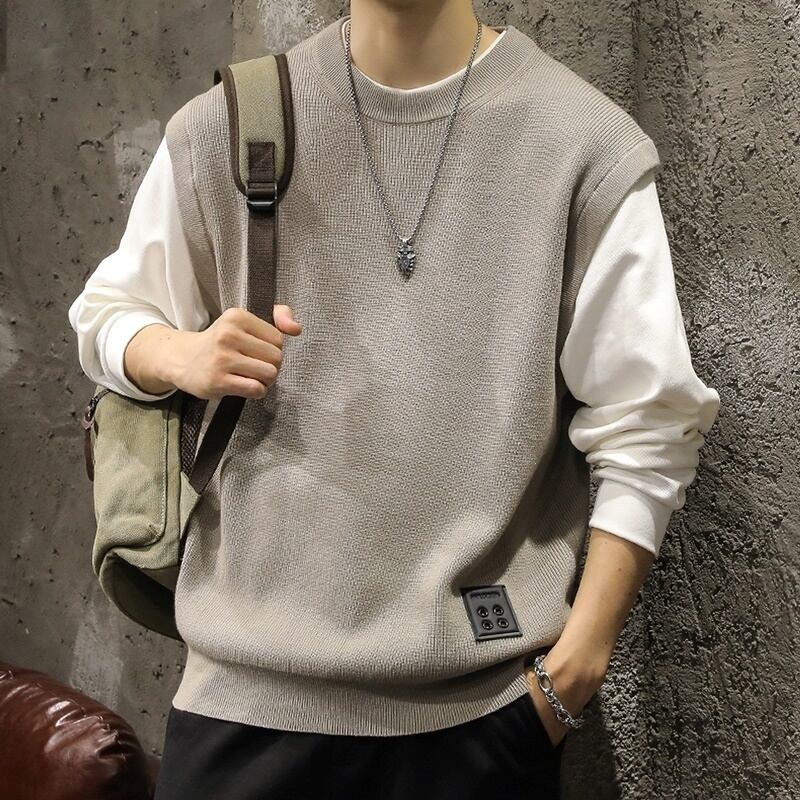 Layered style knit vest HL2182