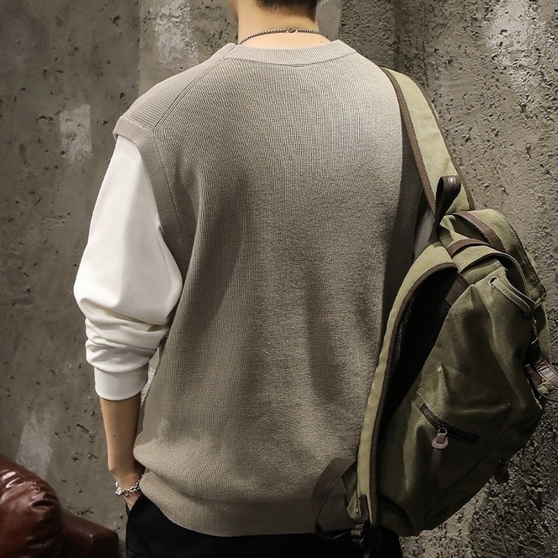 Layered style knit vest HL2182