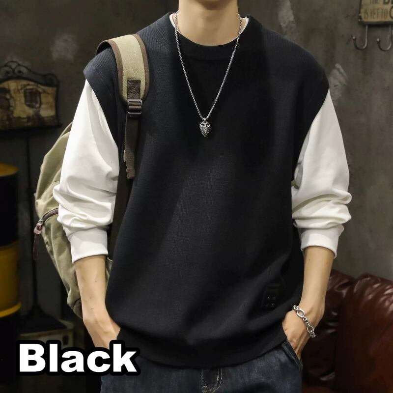 Layered style knit vest HL2182