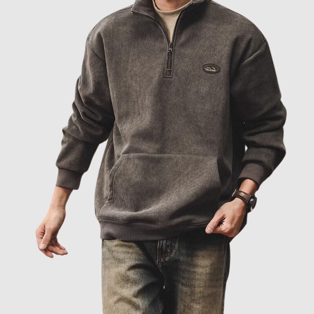 Half zip corduroy tops HL2280