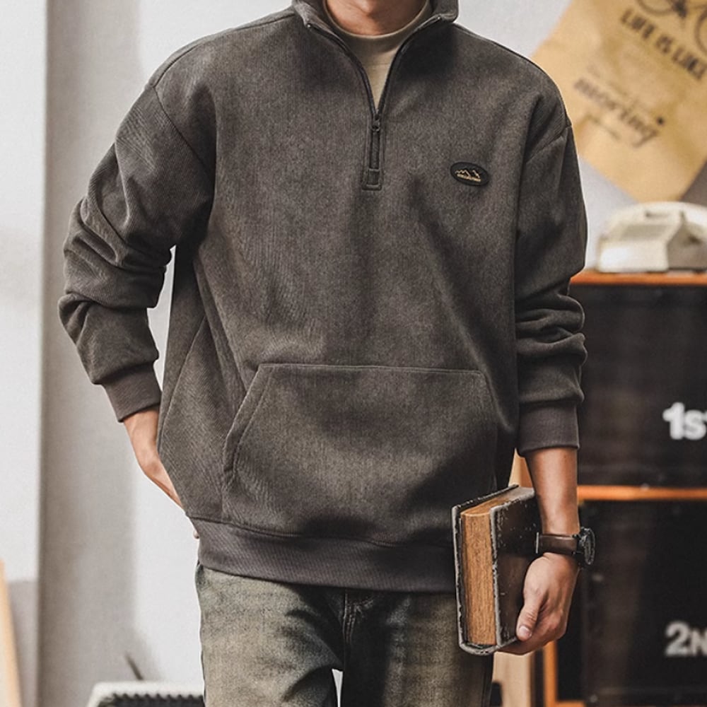 Half zip corduroy tops HL2280