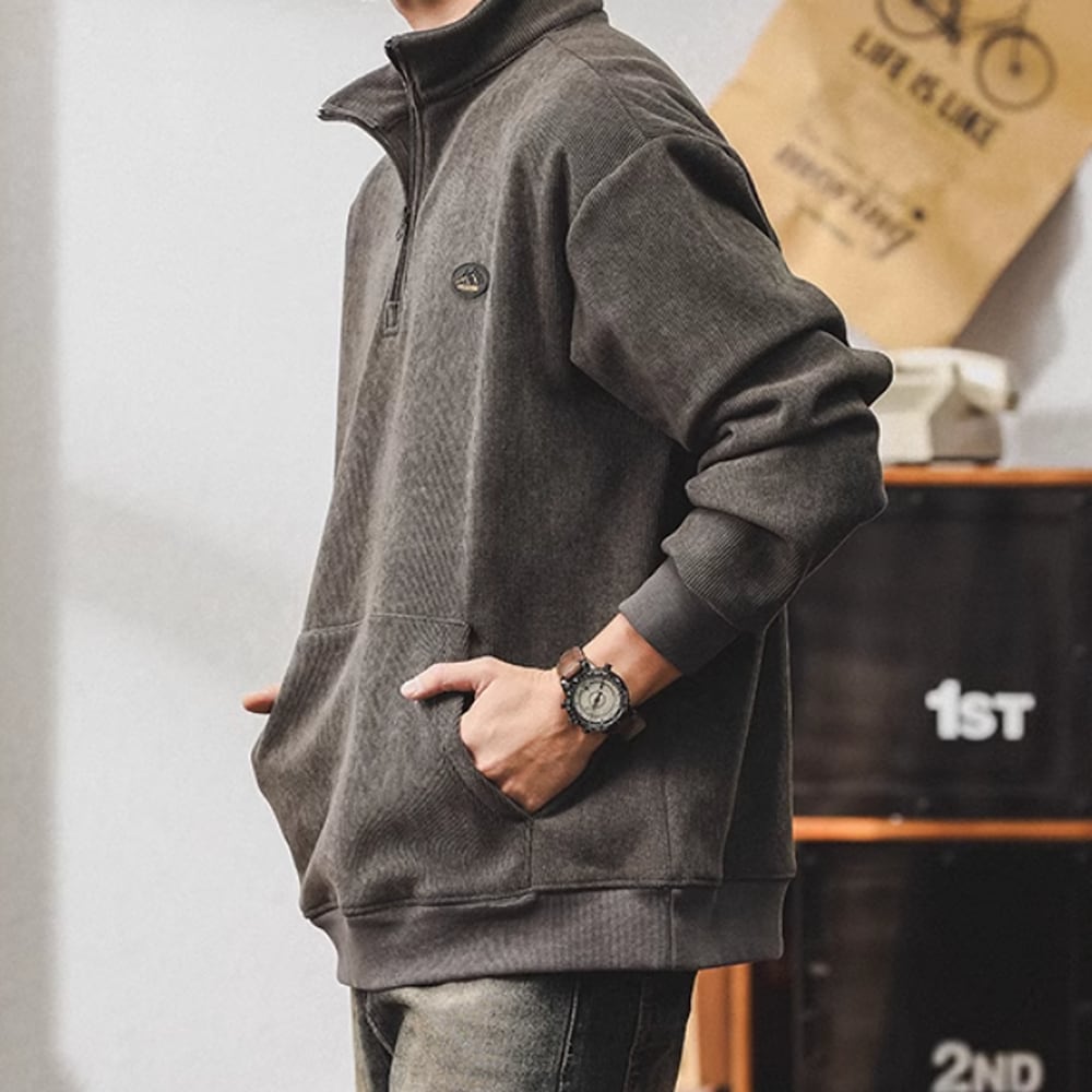 Half zip corduroy tops HL2280