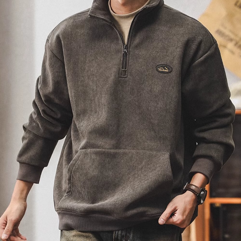 Half zip corduroy tops HL2280