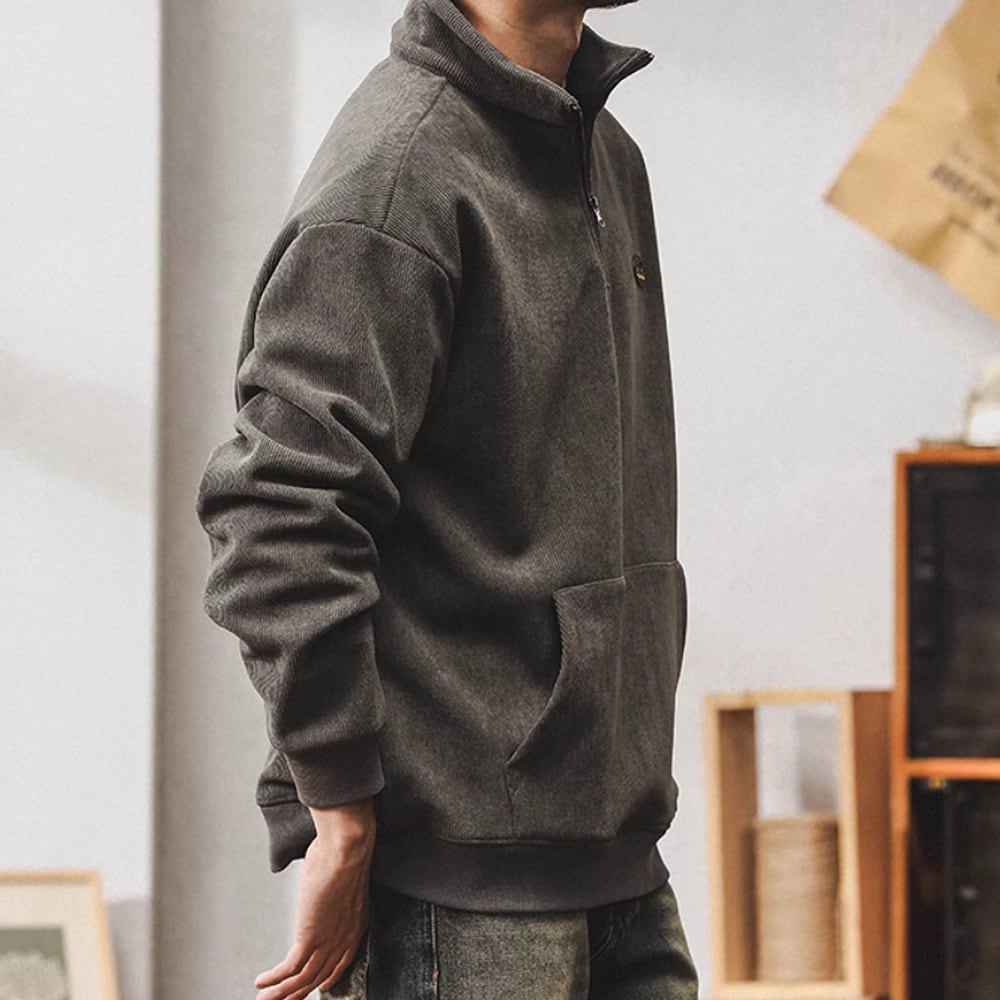 Half zip corduroy tops HL2280