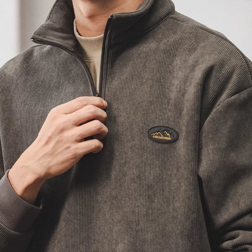 Half zip corduroy tops HL2280