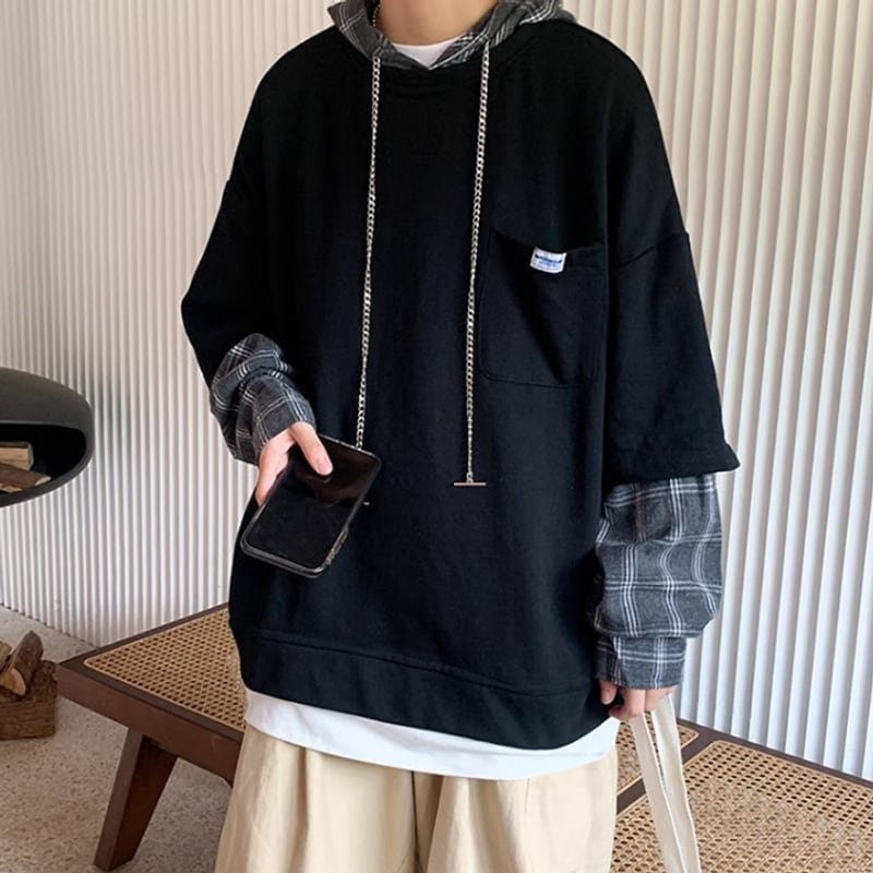 Faux layered hoodie HL2188