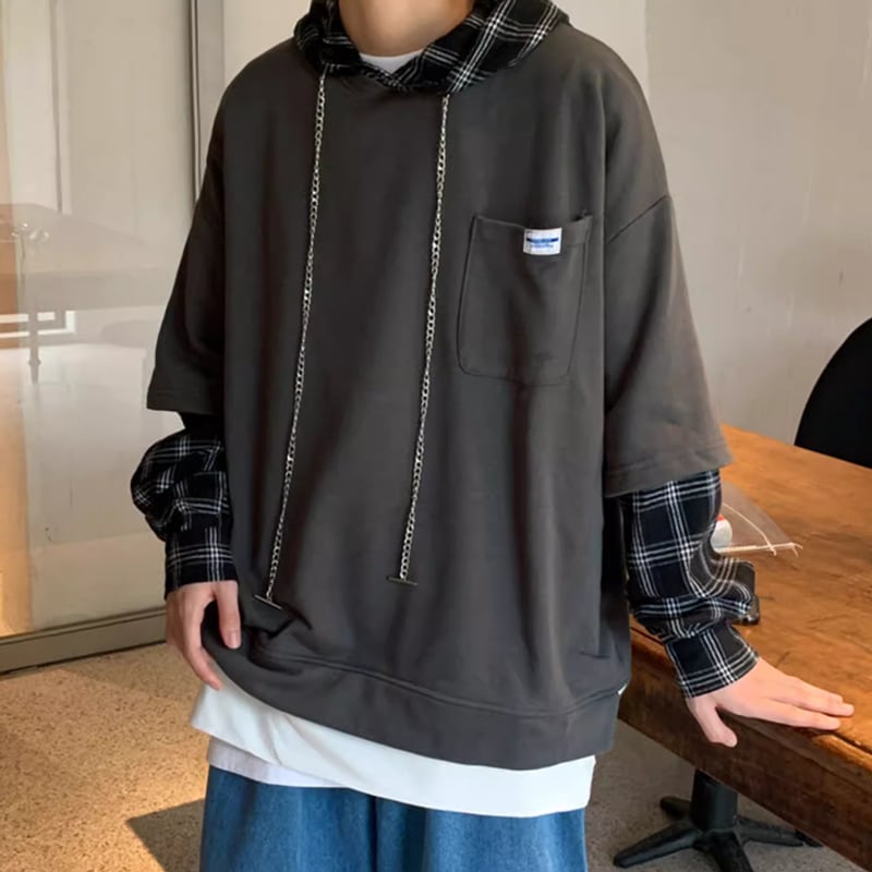 Faux layered hoodie HL2188