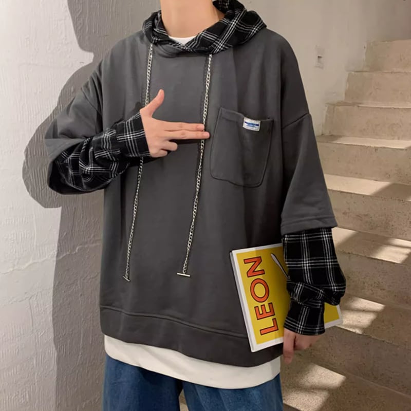 Faux layered hoodie HL2188