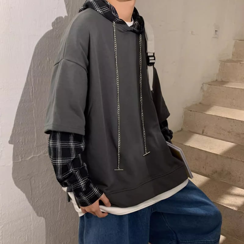 Faux layered hoodie HL2188
