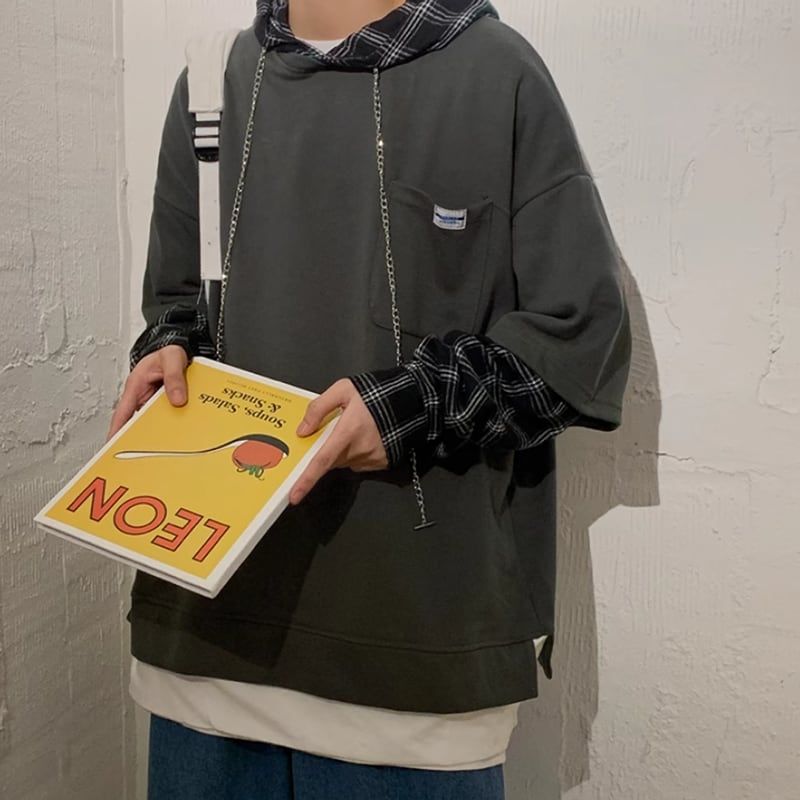 Faux layered hoodie HL2188