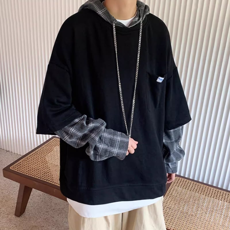Faux layered hoodie HL2188