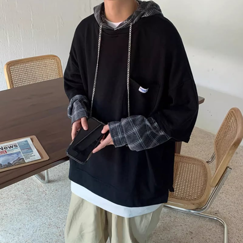 Faux layered hoodie HL2188