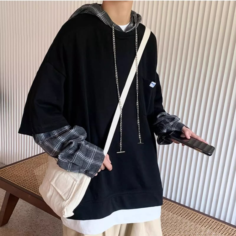 Faux layered hoodie HL2188