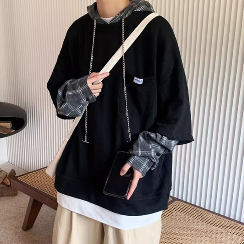 Faux layered hoodie HL2188