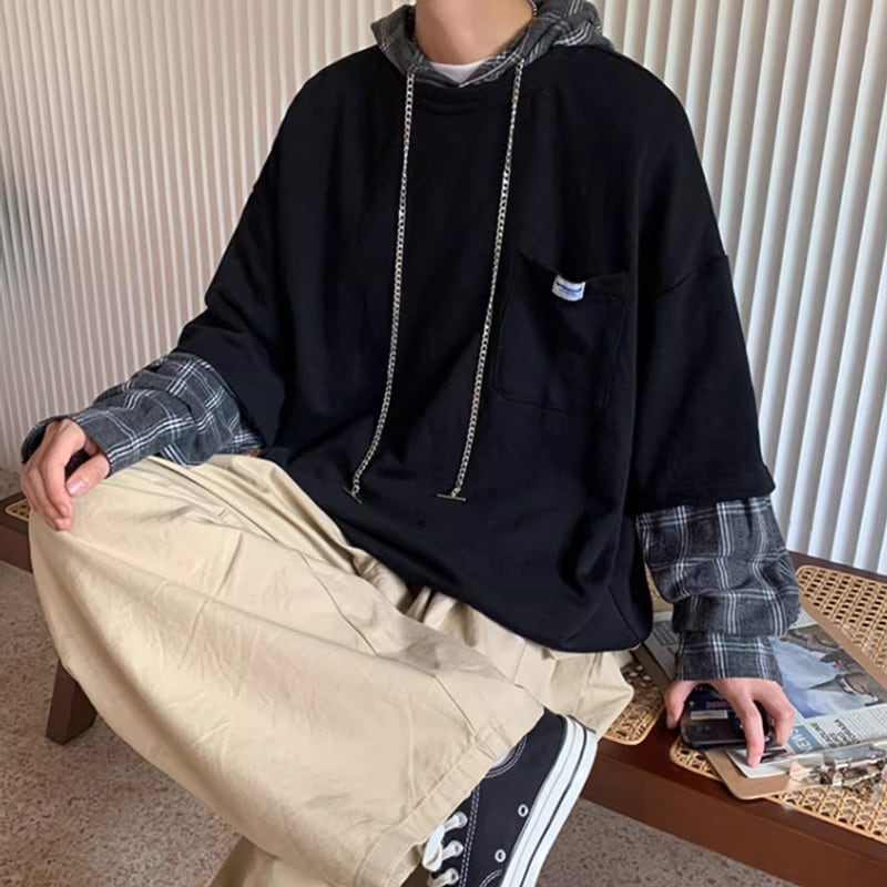 Faux layered hoodie HL2188