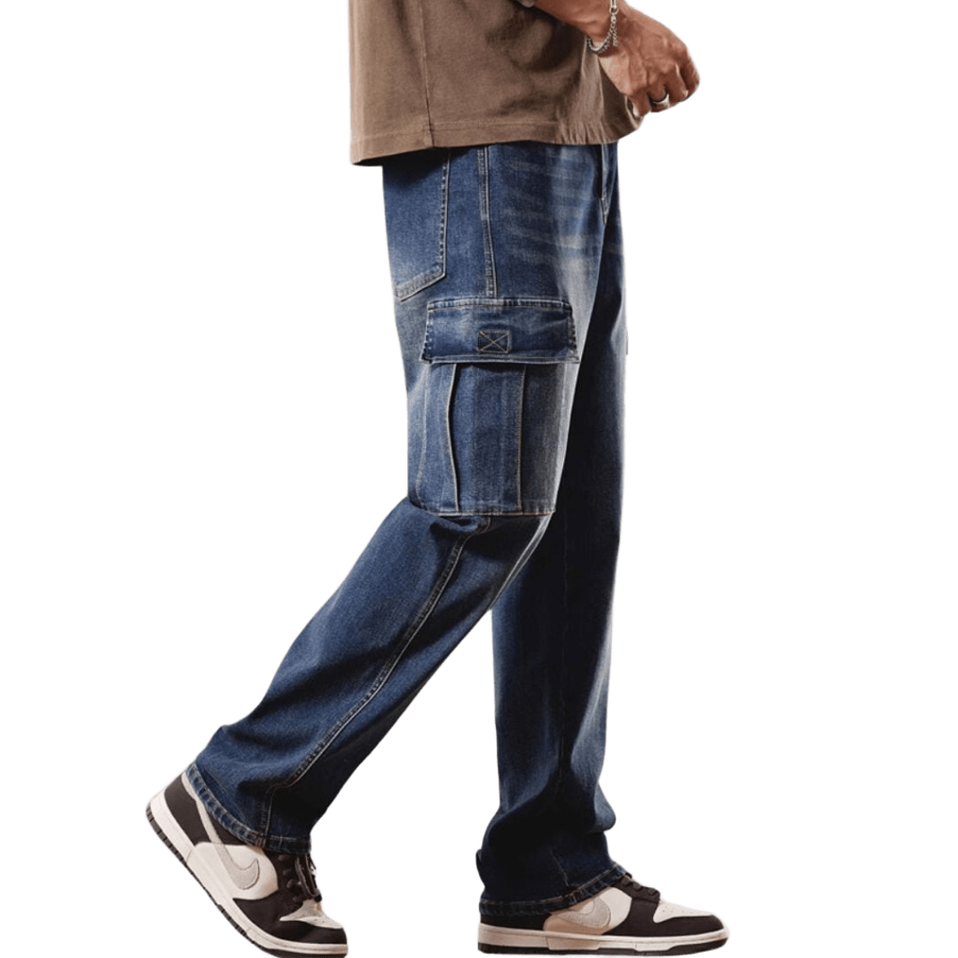 Side pocket straight denim jeans HL2212