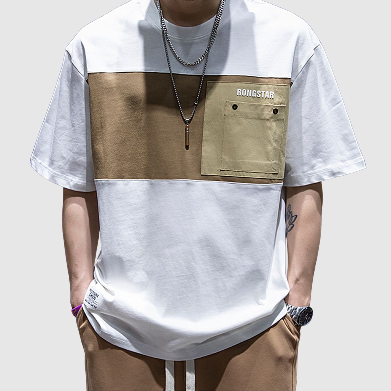 バイカラーラウンドネックTシャツ HL1781