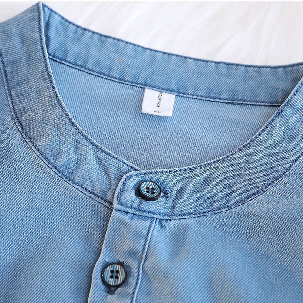 Big size 3/4 sleeve denim shirt HL2300
