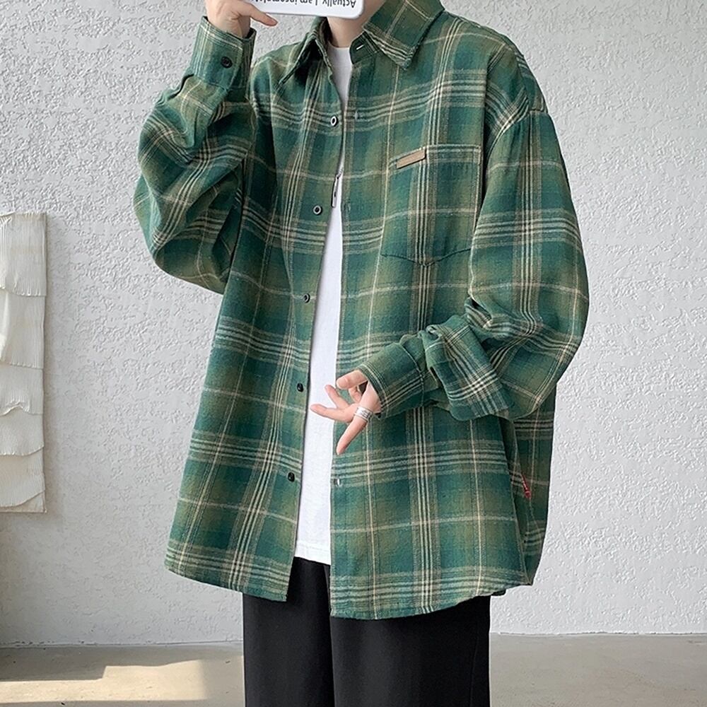Big size retro check shirt HL2301