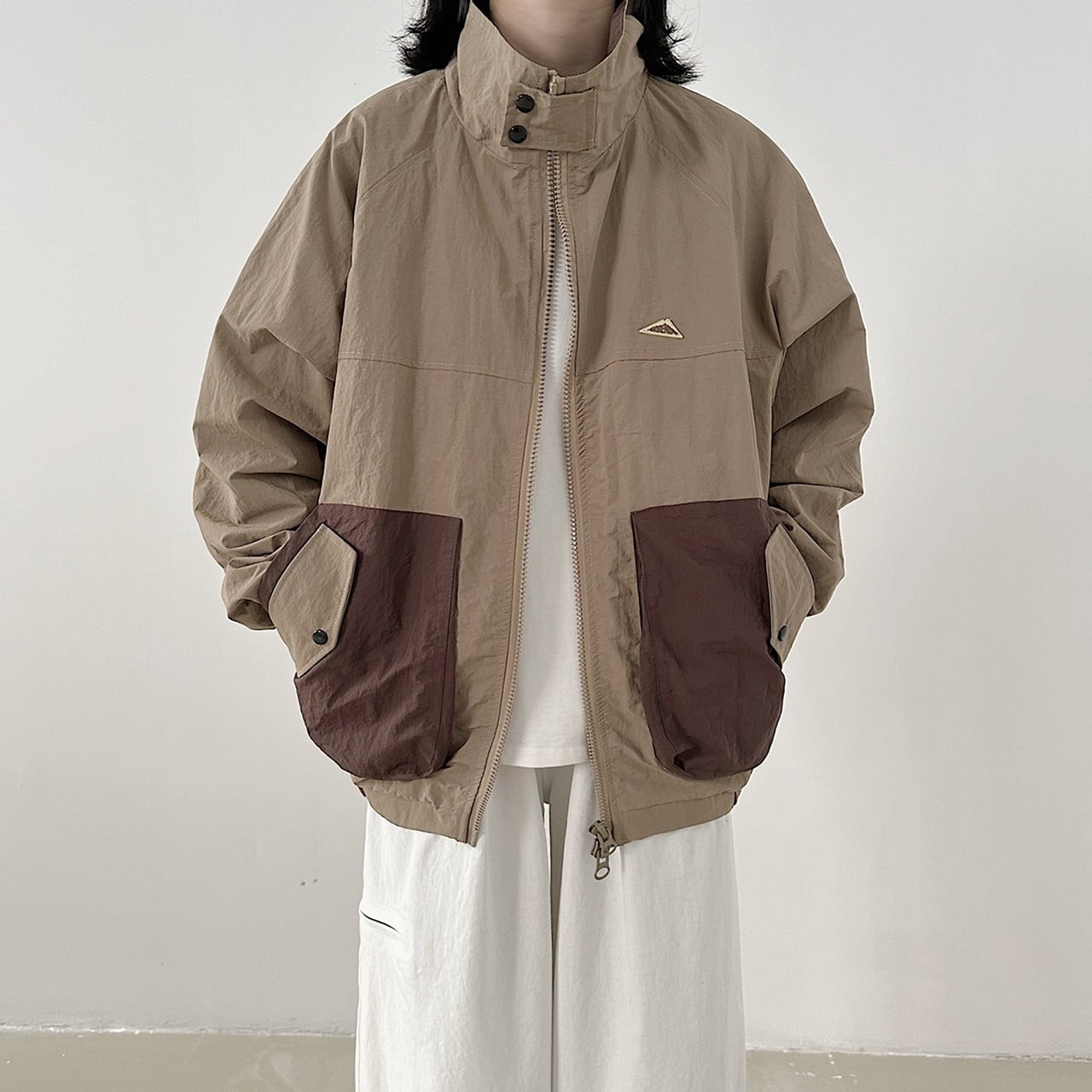 Stand collar zip up blouson HL1614