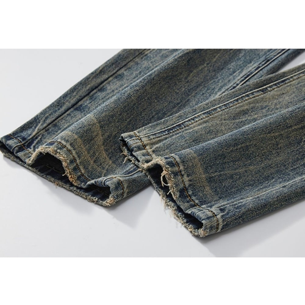 Washed color straight denim jeans HL2356
