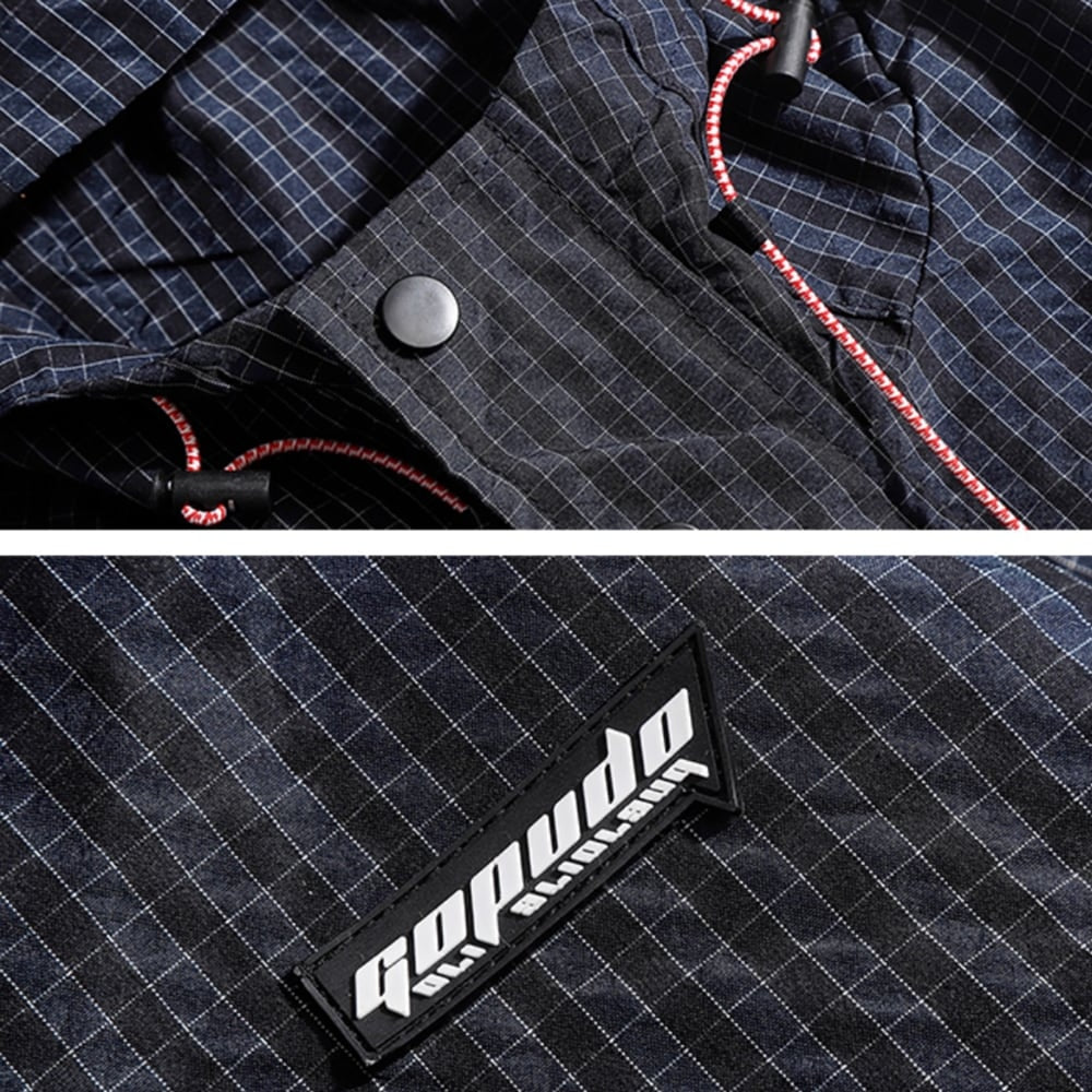 Check pattern hooded jacket HL2386