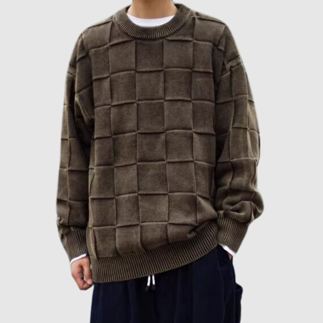 Block check knit tops HL2208