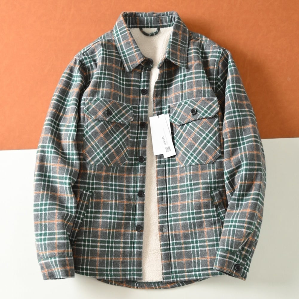 Fleece lining check shirt HL2318