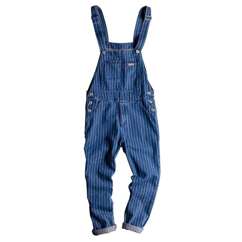 Striped denim overalls HL2043
