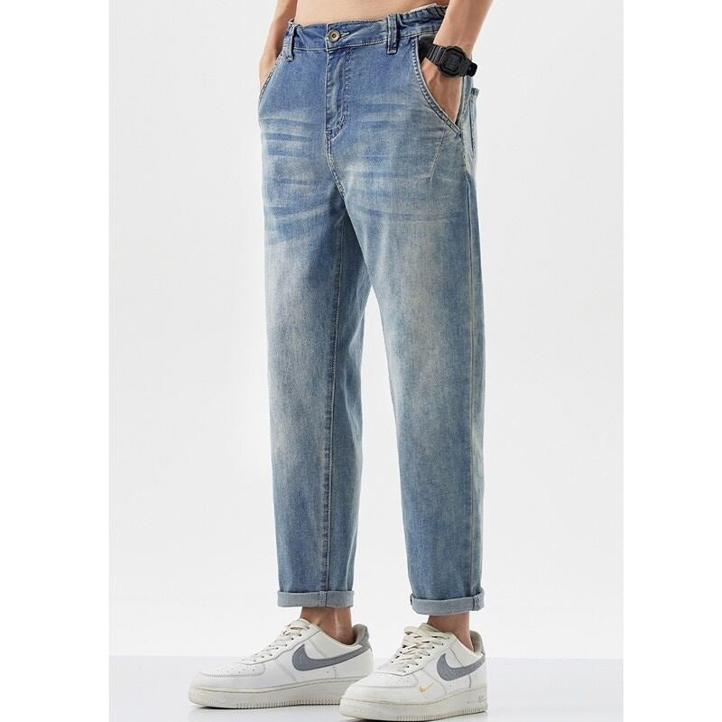 Cropped straight denim pants HL2211