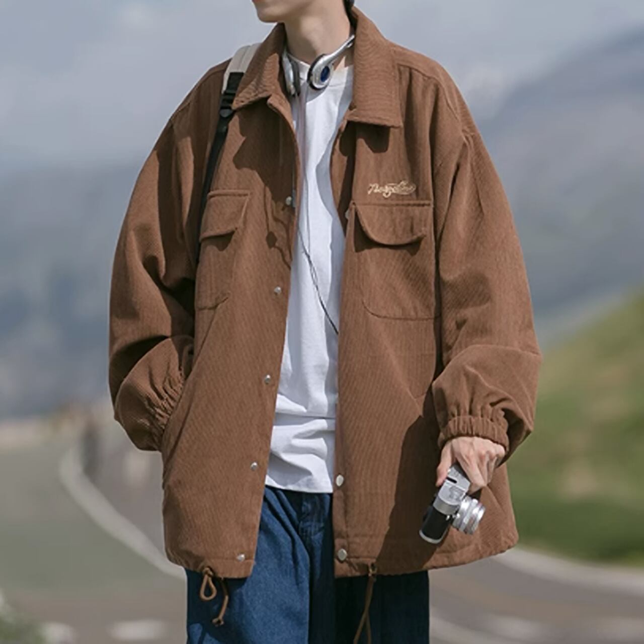 Corduroy loose jacket HL1848