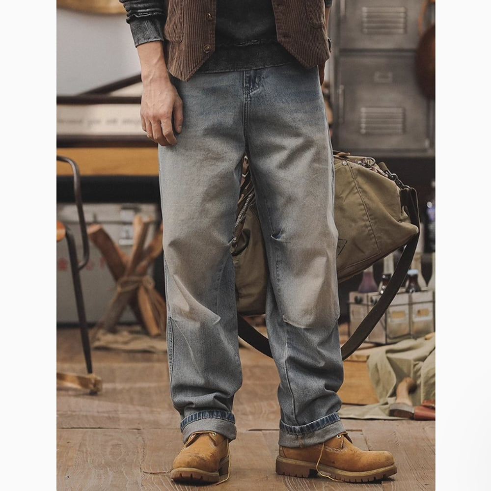 Loose straight retro denim jeans HL2390