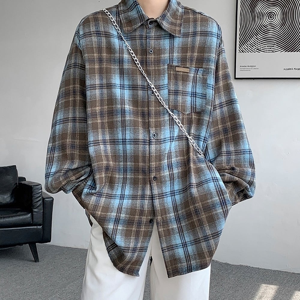 Big size retro check shirt HL2301