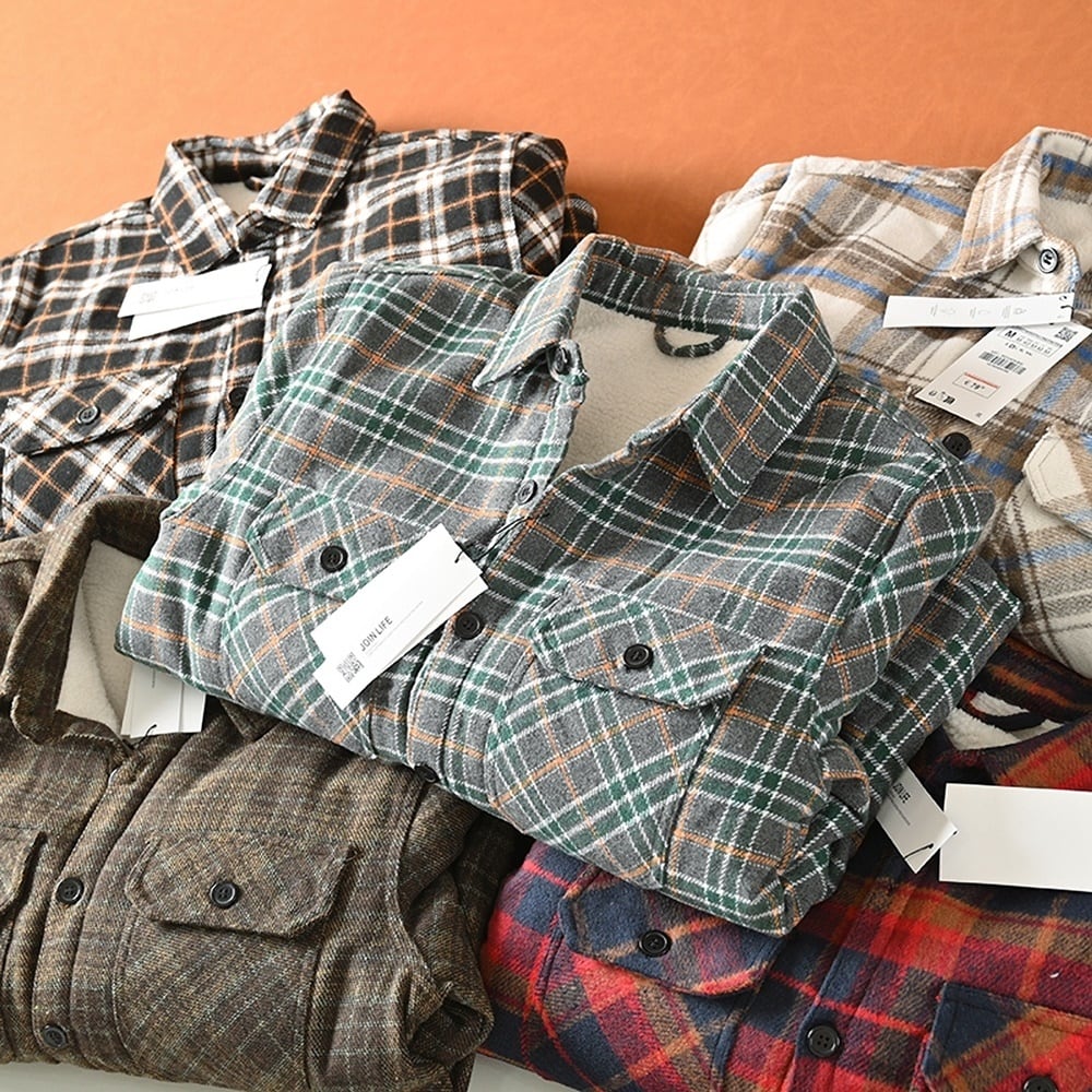 Fleece lining check shirt HL2318