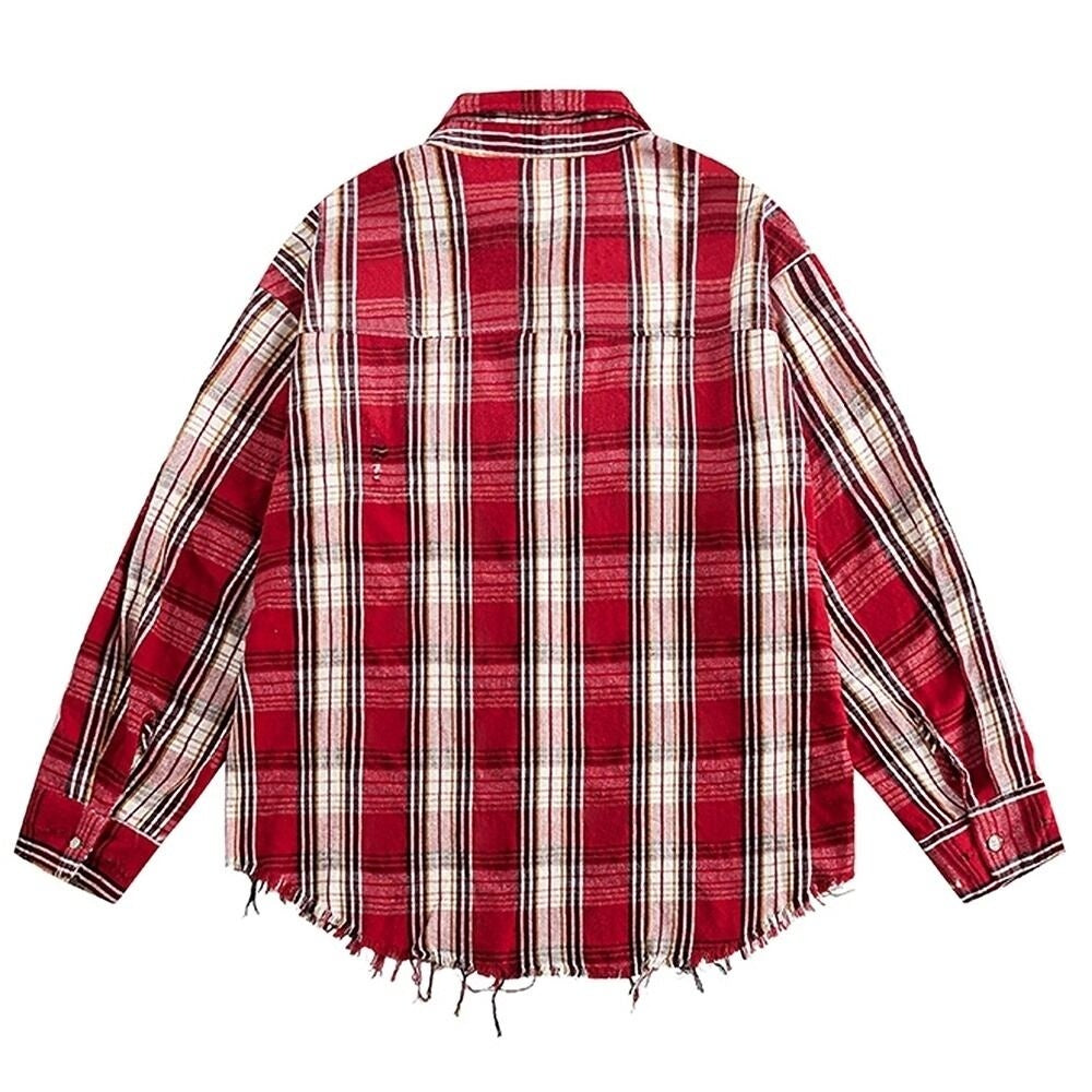 Damaged design check shirt HL2431