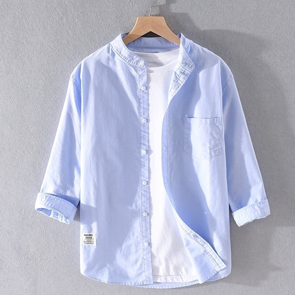Collarless three-quarter sleeve shirt HL2353